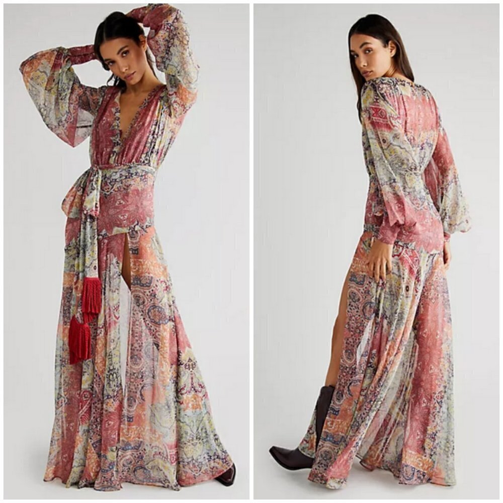 💕BRONX AND BANCO💕 Farah Maxi Dress ~ Muti-Color Print US 6 NWOT - Picture 2 of 16
